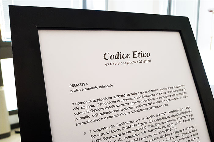 Korecon codice etico decreto legislativo 231